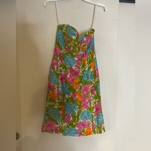 Mills Silk Floral Strapless Dress